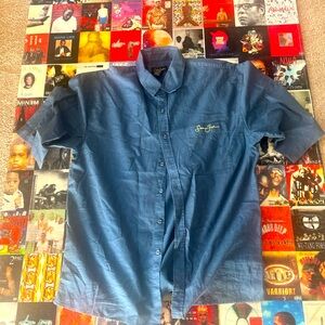 Cobalt Blue Sean John Linen Cotton Blend Shirt - Men's XL